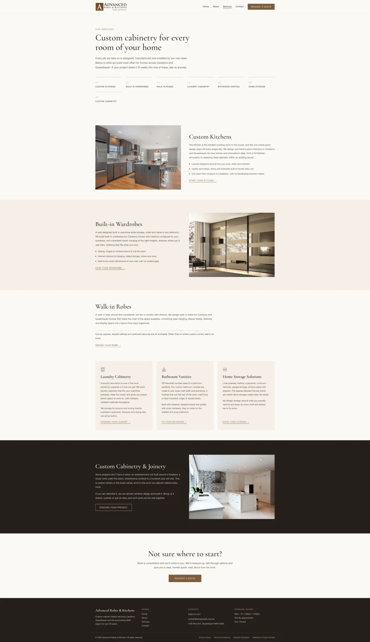 Advanced Robes & Kitchens services page, full length