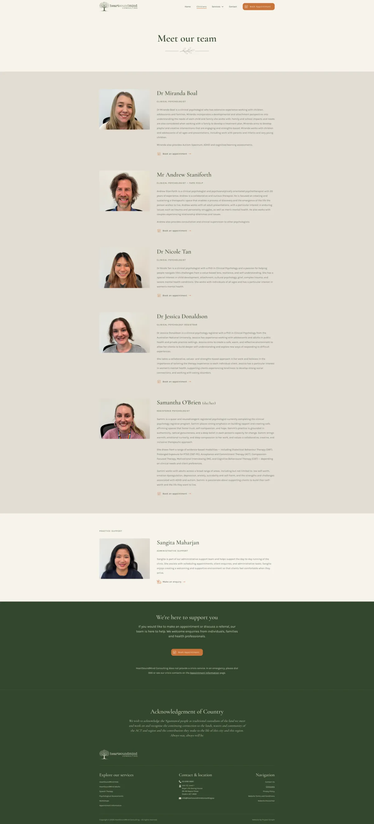HeartSoundMind clinicians page, full length
