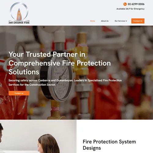 360 Degree Fire website homepage