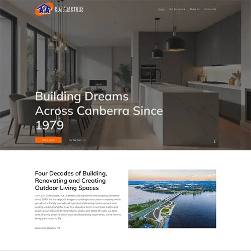 A & A Contractors website homepage