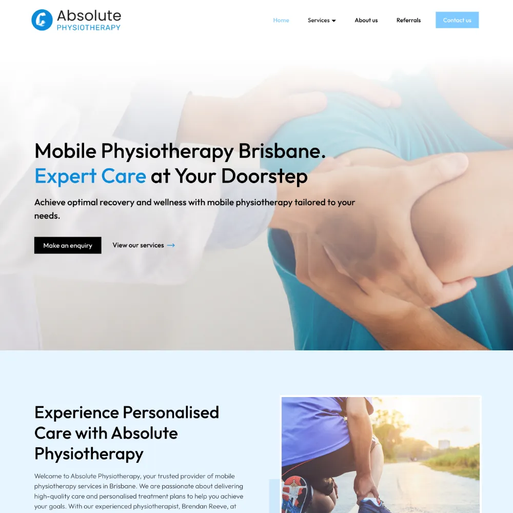 Absolute Physiotherapy website designed by Project Simple