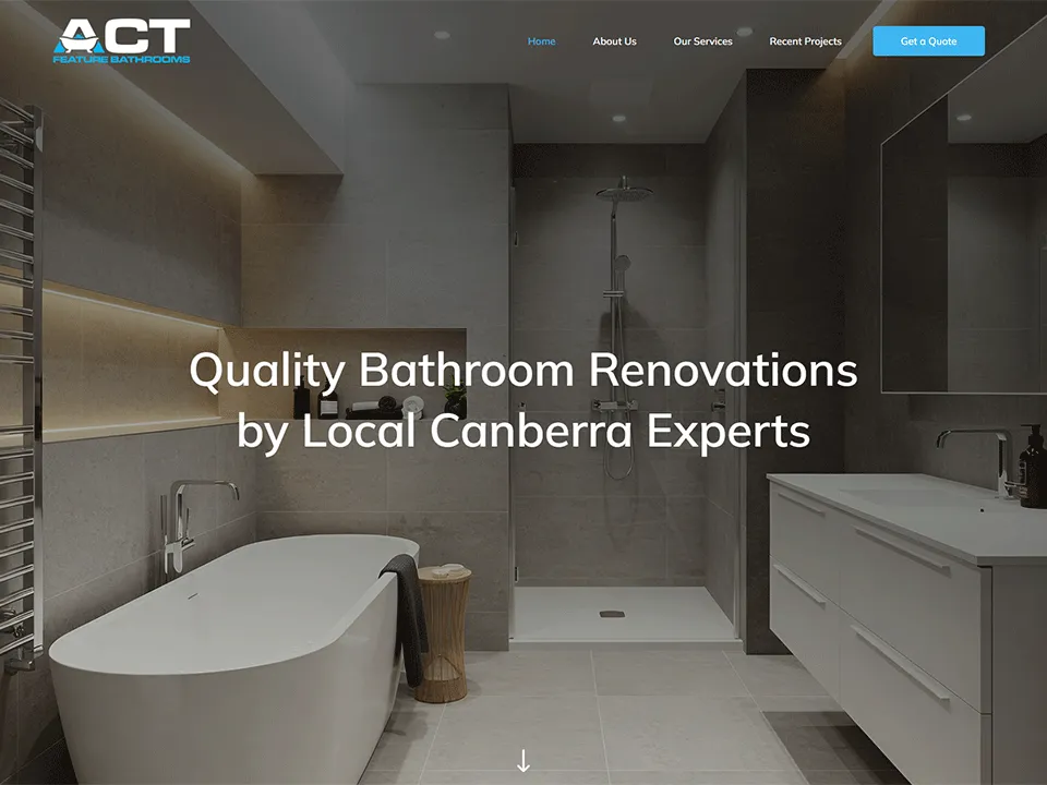ACT Feature Bathrooms website homepage