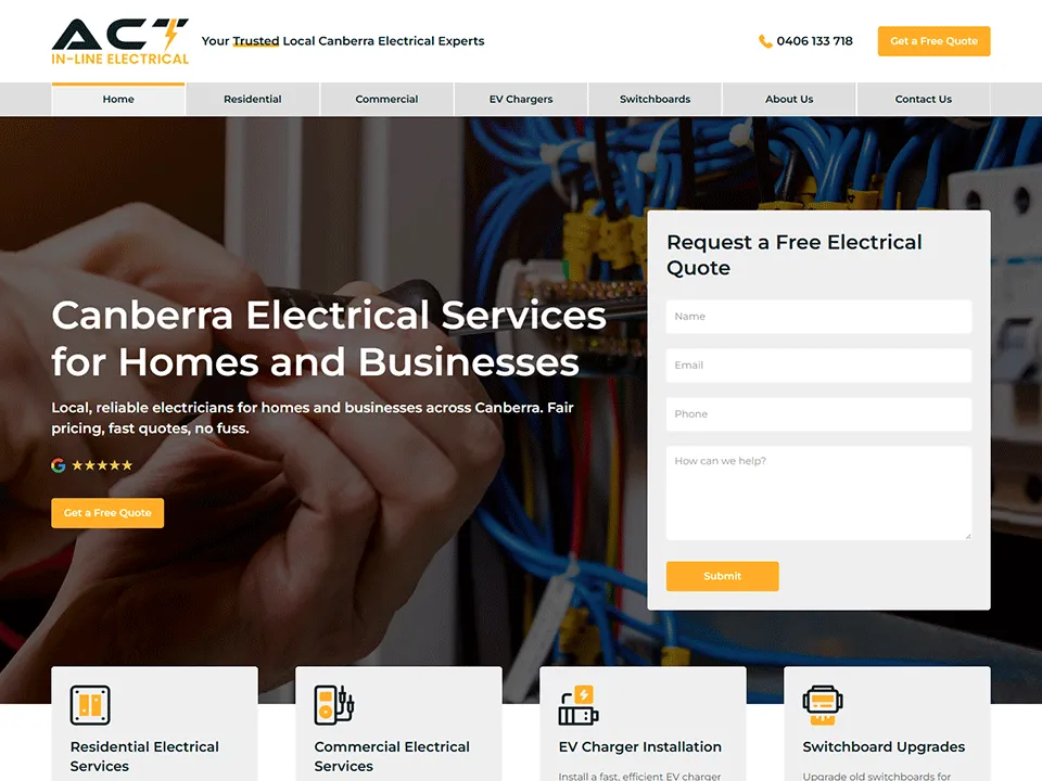 ACT In-Line Electrical website homepage
