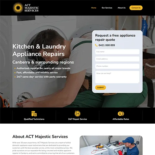 ACT Majestic Services website homepage