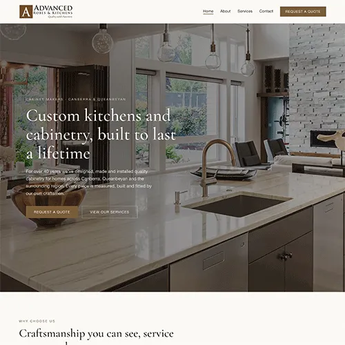 Advanced Robes & Kitchens website homepage