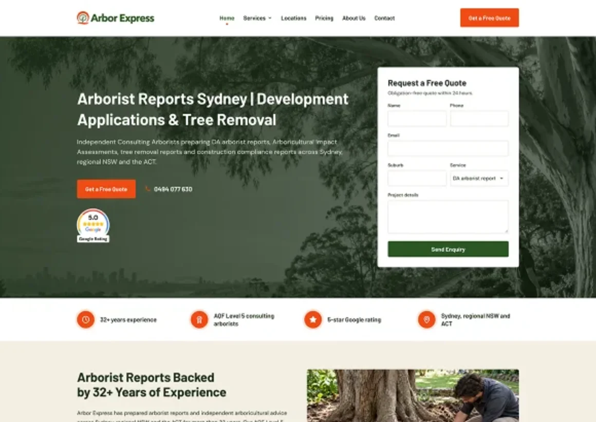 Arbor Express website homepage