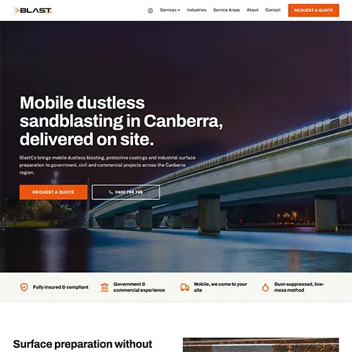 BlastCo website homepage