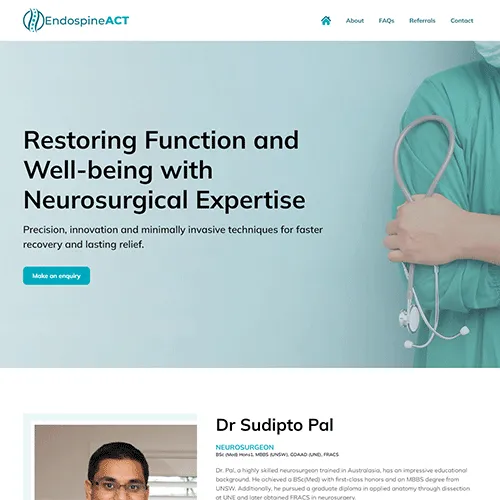 Endospine ACT website homepage