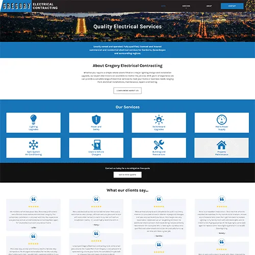 Gregory Electrical website homepage