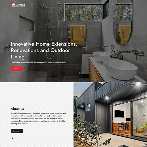 Hi Calibre Constructions website homepage