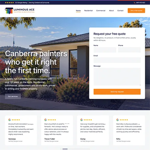 Luminous Ace Painting & Decorating website homepage