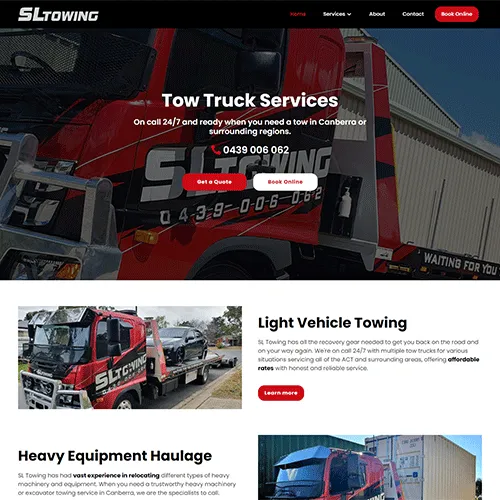 SL Towing Services website homepage