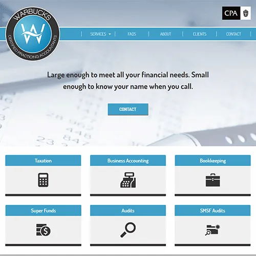 Warbucks Accounting website designed by Project Simple